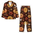 thumbnail image 3 of Renewold Women Button Pjs Set of 2 Maple Leaves Pumpkin Pajama Long Pant Bottoms Snug-Fit Crewneck Sleepwear Thanksgiving Long Sleeve Fall Winter Daily Wear Size M, 3 of 6