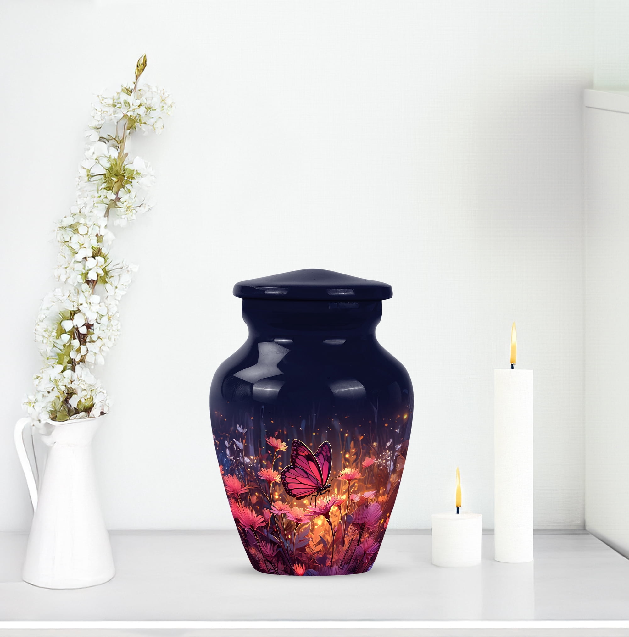Butterfly Cremation Urns For Human Ashes Adult Female - Keepsake Urn For Ashes For Women - Small Decorative Memorial Urn For Mom And Dad - Pink Little Urns For Adults Boy Size, 3 Inch