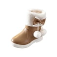 thumbnail image 4 of Eltusu Girls Winter Snow Boots, No Slip Warm Princess Mid-Calf Windproof Boots Khaki Size 2 Big Kids, 4 of 5