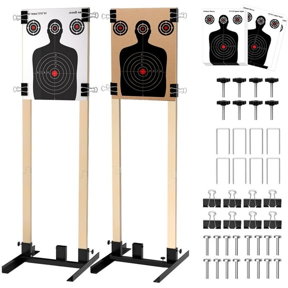 Urban Deco Adjustable Target Stand Base for Paper Shooting Cardboard Silhouette H Shape Stand Base for Shooting Range Wooden Target Station Setup - USPSA/IPSC - IDPA Practice