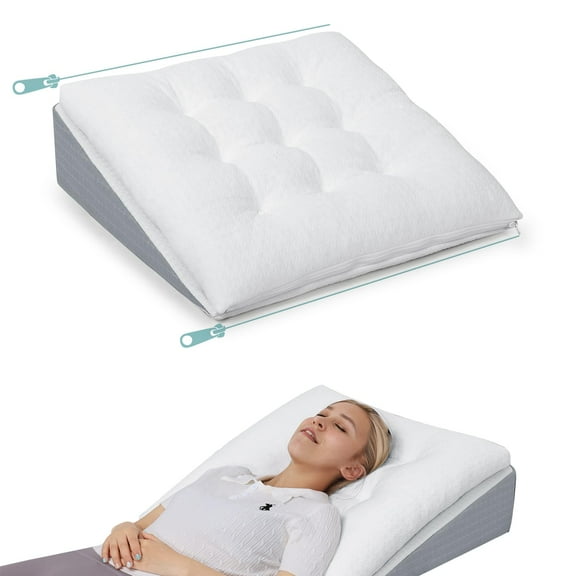 Baibu Adjustable Wedge Pillow for Sleeping Memory Foam Tufed Top Pillow Wedge for After Surgery Back Support Leg Elevation