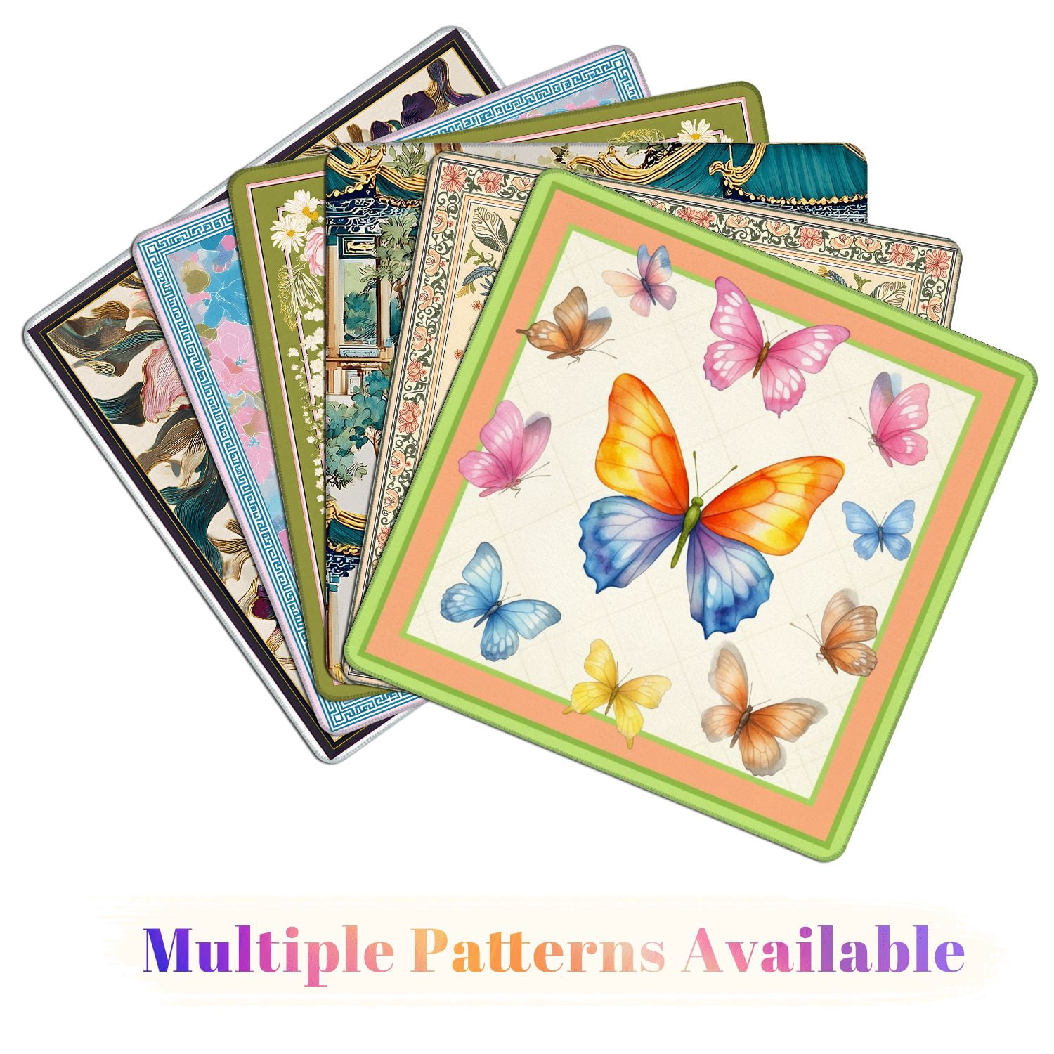 Mahjong Mat 31.5" x 31.5" Colorful Watercolor Butterflies Vibrant Orange Blue Pink Yellow Wings Non-Slip Noise Reduction American Mahjong Tiles Table Cover for Dominoes Poker Card Board Games Gift