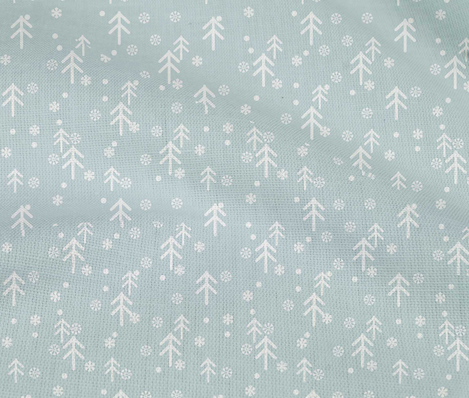 oneOone Cotton Flex Sky Blue Fabric Merry Christmas Quilting Supplies Print Sewing Fabric By The Yard 40 Inch Wide