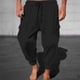 thumbnail image 1 of Pantalones deportivos de color liso para hombre, holgados, con cordones y pierna roscada, cargo, de longitud hasta el tobillo, 1 of 5