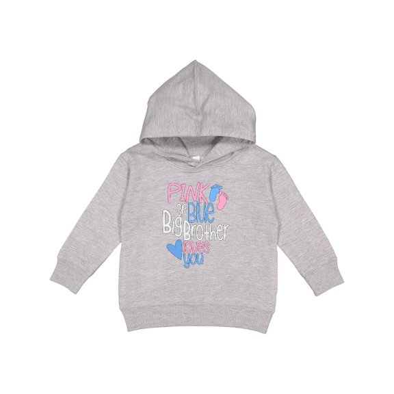 Inktastic Pink or Blue, Big Brother Loves You Footprints and Heart Toddler Hoodie