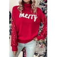 thumbnail image 5 of Women's Racing Red Merry Graphic Turtleneck Sweater with Sequin Sleeves | [ZhiHiMeRi] | (US 12-14)L, 5 of 12