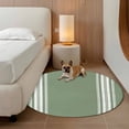 thumbnail image 2 of Round Rugs 5Ft, Dark Sage Green Round Area Rug Washable Indoor Throw Carpet, Farmhouse Sage Green White Striped Soft Non Slip Circle Rug for Cabinet Bathroom Home Decor Aesthetic, 2 of 8