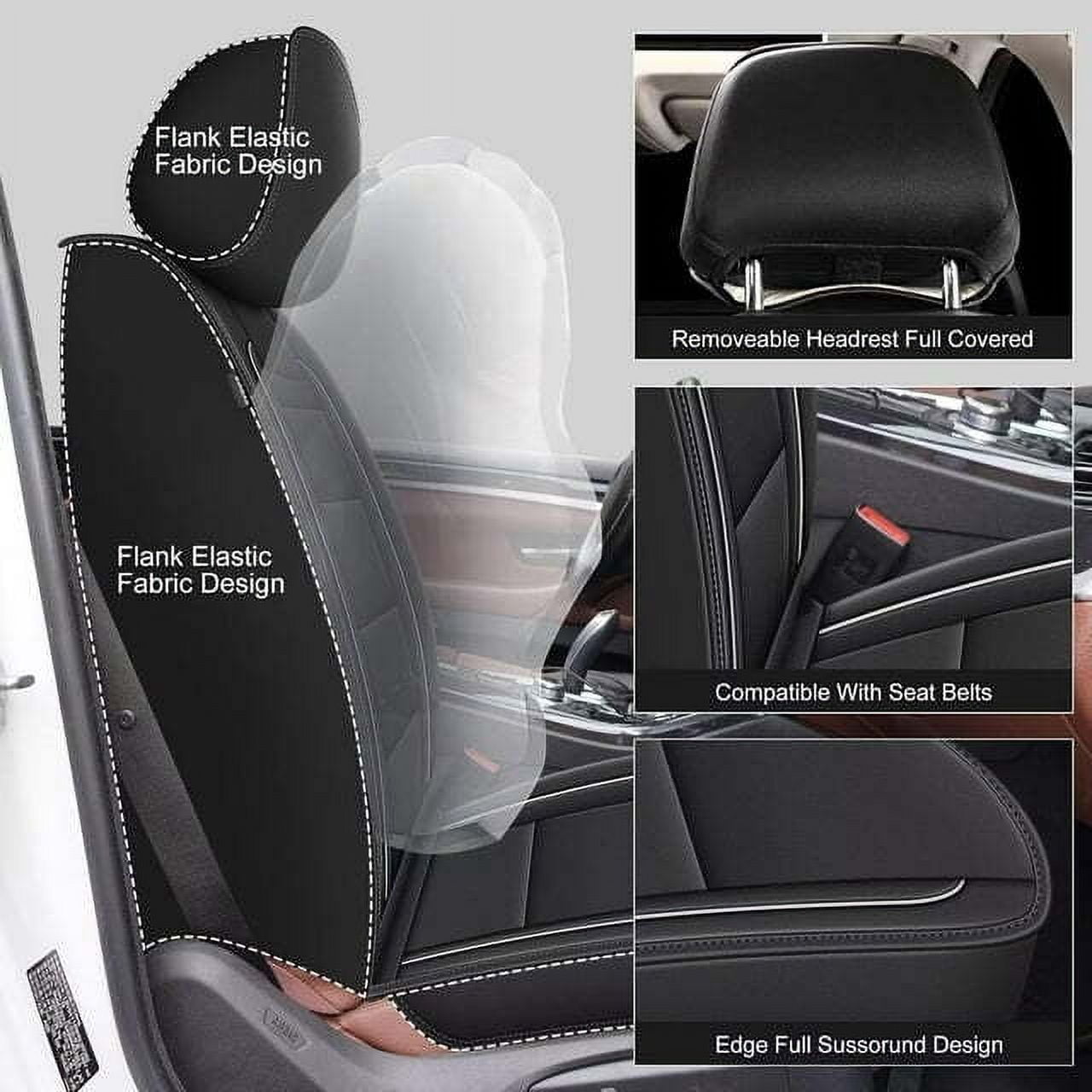 LAONNVIR Front Car Seat Covers,Premium Leather Car Seat Protectors,Automotive Interior Cushions Universal Fit Most Cars(Black,Front Pair)