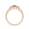 thumbnail image 2 of ANGARA Natural Three Stone Round Amethyst Ring with Diamond Accents in 14K Rose Gold for Women (Size-5mm) | February Birthstone, Birthday, Anniversary, Jewelry Gift for Women | Natural Amethyst Ring, 2 of 9