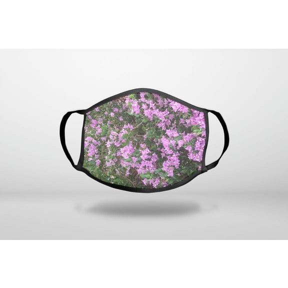 Purple Flowers Mykonos Greece - 3-Ply Reusable Soft Cloth Face Covering, Unisex, Cotton Inner Layer
