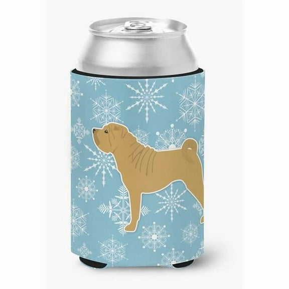 Carolines Treasures BB3552CC Winter Snowflake Shar Pei Merry Can or Bottle Hugger