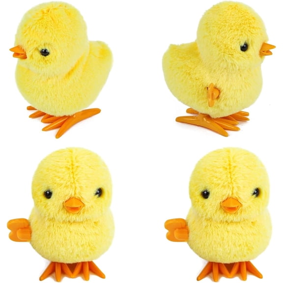 Konexial 4 PCS Wind Up Chick Toys, Cute Wind, Up Chicks Lifelike Plush | Chicken Toys for Kids Easter Goodie Bags, Treasure Chest Easter Party Favors Gifts