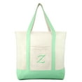 thumbnail image 2 of DALIX Women's Monogram Shopping Tote Hand Bag Personalized Ballent Mint Green Zippered Letter Z, 2 of 8
