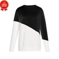 thumbnail image 2 of TEMOFON Long Sleeve Shirts for Women Fashion Dressy Casual Fall Crewneck Sweatshirt Loose Fitting Tops Side Split Shirt Black Pullover, 2 of 6