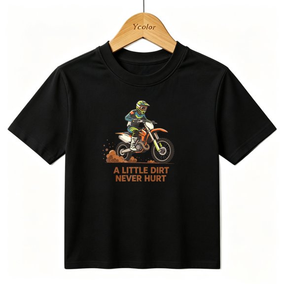 Boys Graphic T-Shirt Motocross Dirt Bike Racer Kids Tees 100% Cotton Short Sleeve Tops Ages 4-13Y