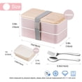 thumbnail image 4 of Original Bento Box Lunch Box Japanese Style 2 Layer Food Containers with Utensils Spoon and Fork Bundle Divider Salad Box for Men Women(Pink), 4 of 11