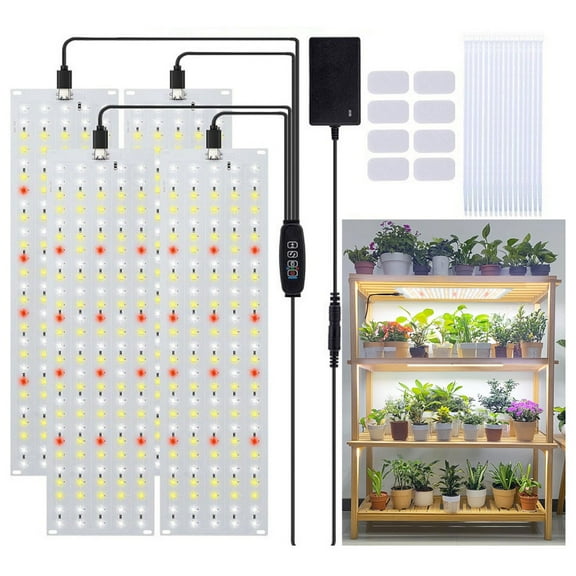 LED Grow Light Panels 20W, 4 Pack Plant Lights, Timer & Dimmable, Full Spectrum, Red & White Modes for Seedlings, Vegetables, Flowers, Indoor Houseplants