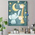 thumbnail image 4 of Cute Elephant Giraffe Monkey Night Canvas Print Wall Art，Suitable for Living Room Bedroom Nursery Kids Room Playroom and Office Decor, 4 of 8