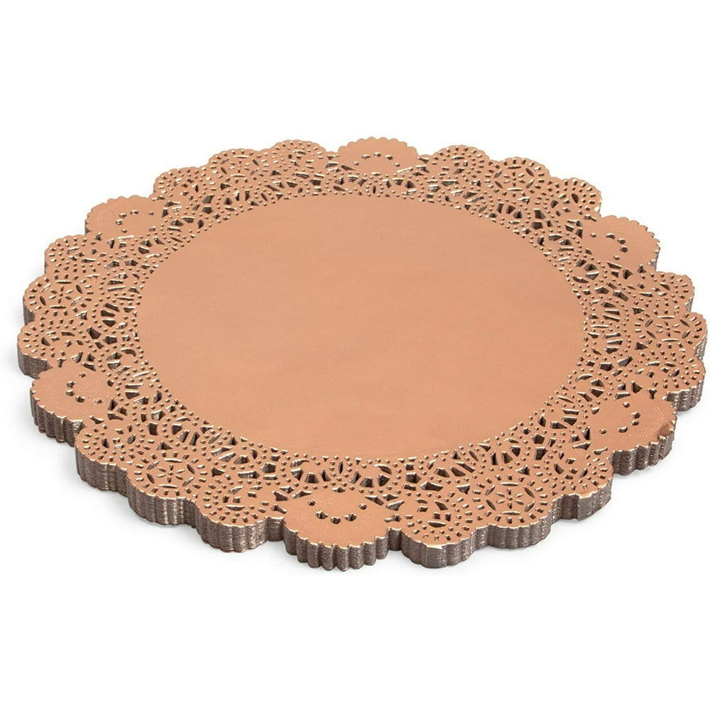 Lace Paper Doilies, 100Piece 10 inch Rose Gold Round Decorative