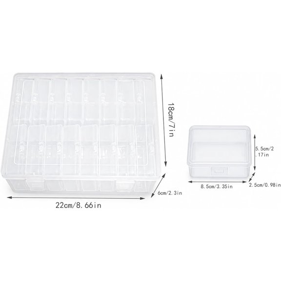 BDIUA-Bead Organizer Box, 16 Pcs Small Plastic Boxes Rhinestone Organizer Bead Containers Nail Organizers and Storage Clear Dimond Storage with Hinged Lid and Stackable(3.35 * 2.17 * 0.98, 16)