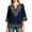 2-Blue, variant on Mexican Floral Embroidered Tops for Women Plus Size Summer 3/4 Sleeve V-Neck Ethnic Style Blouses Loose Fit Comfortable Boho Vintage Floral Casual T-Shirts 1-Blue XXXXL