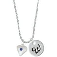 thumbnail image 1 of Delight Jewelry Silvertone Large September - Blue Crystal Heart Silvertone Script Initial Disc - W - Charm Necklace, 20"+3", 1 of 4