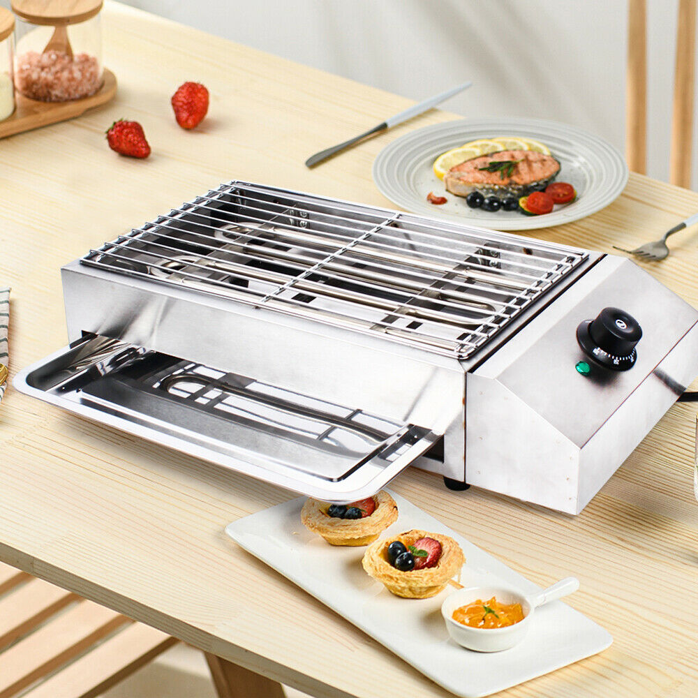 DENEST Stainless Steel Electric BBQ Grill Smokeless Griddle