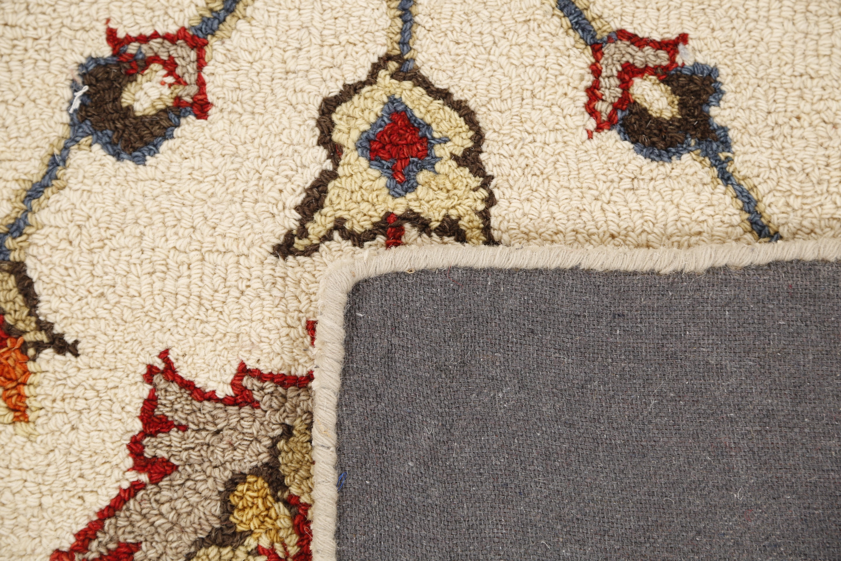 Ottomanson Agra Mahal 5x8 Indoor Handmade Wool Area Rug, 5' x 7'6", Beige/Red