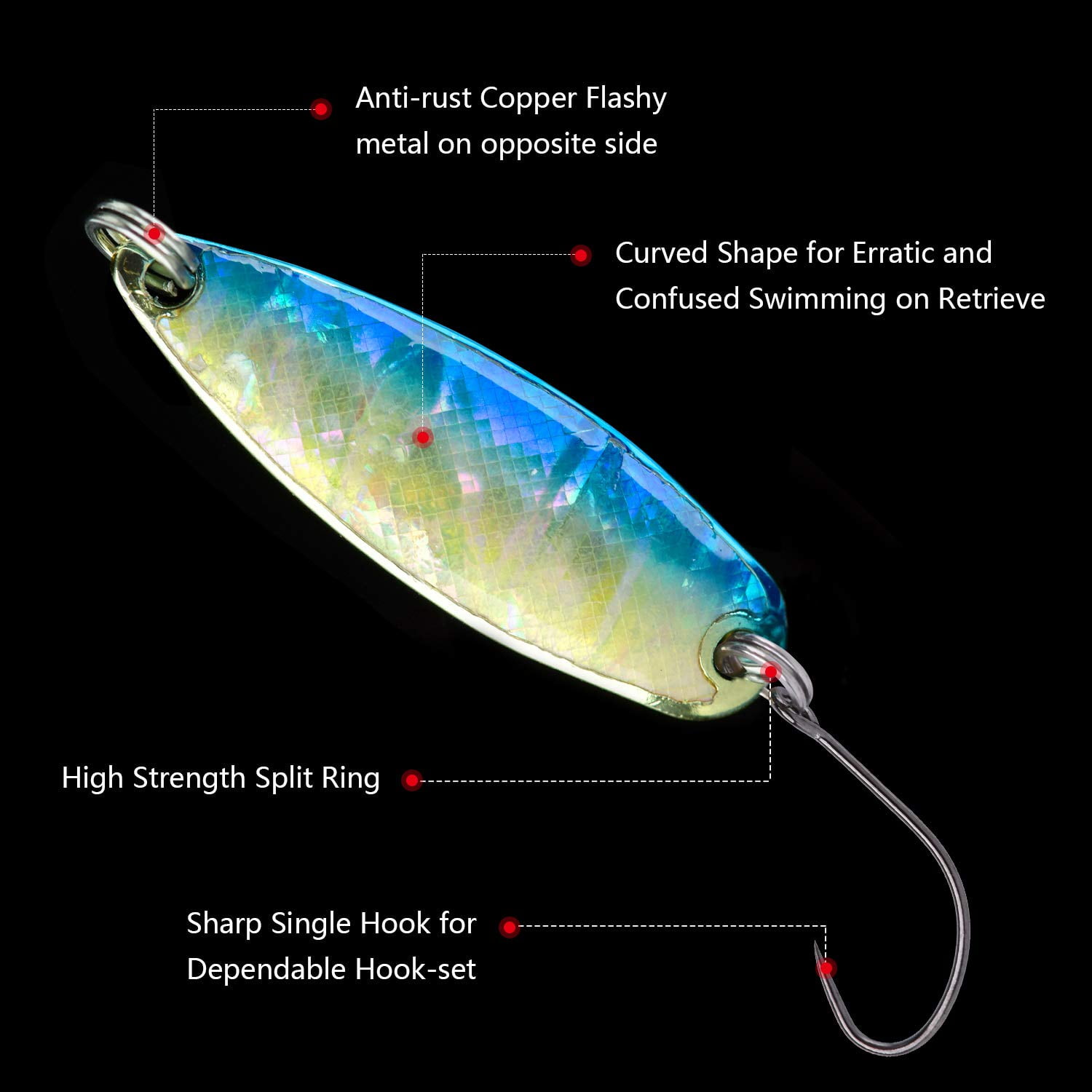 Goture Fishing Spoon Lure Reflective Fishing Jigs Fishing Lures for  Panfish, Sunfish, Bluegill, Walleye, Crappie, Pike Trout，Bass