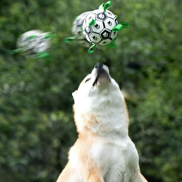 Pelota interactiva para perros con correas, juguete de pelota de fútbol para perros, pelota de juguete interactiva para perros, pelota de fútbol para perros, juguete para remolcar, multifuncional Jadeshay A