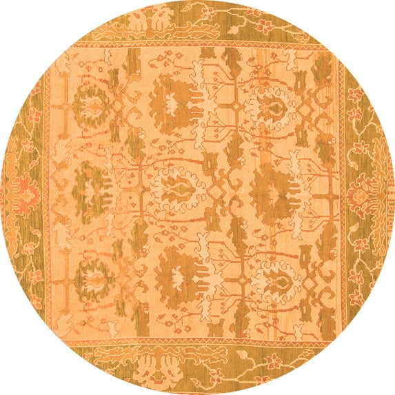 Ahgly Company Indoor Round Abstract Orange Modern Area Rugs, 4' Round