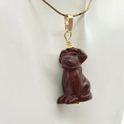 Red Jasper Dog Pendant Necklace | Semi Precious Stone Jewelry | 14k gf Pendant