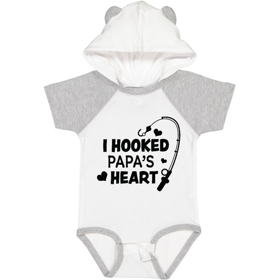 Inktastic I Hooked Papa's Heart with Fishing Rod Boys or Girls Baby Bodysuit