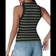 thumbnail image 3 of Camisetas Deportivas A Rayas para Mujer con Sujetador Incorporado para Entrenamiento Físico y Running. Negro y Verde S, 3 of 7