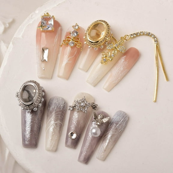 dianhelloya Nail Art Supplies Nail Art Flower Three-dimensional Shining Sparkling Non-falling DIY Rust-proof Metal Flower Chain Pendant Butterfly Nail Charm Nail Supplies