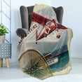 thumbnail image 4 of Saying Soft Flannel Fleece Throw Blanket, Real Adventure Words Coastline and a Red Airplane Journey Travel Themed Art, Cozy Plush for Indoor and Outdoor Use, 70" x 90", Multicolor, by Ambesonne, 4 of 5