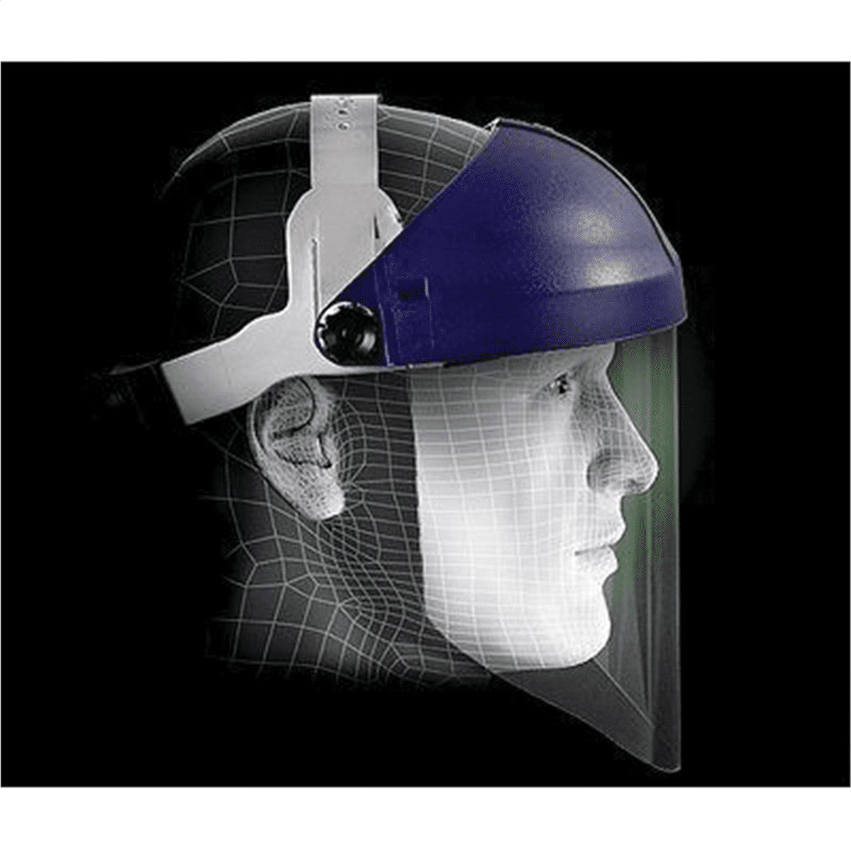 3M™ Ratchet Headgear H8A, 82783-00000, with 3M™ Clear Polycarbonate Faceshield WP96