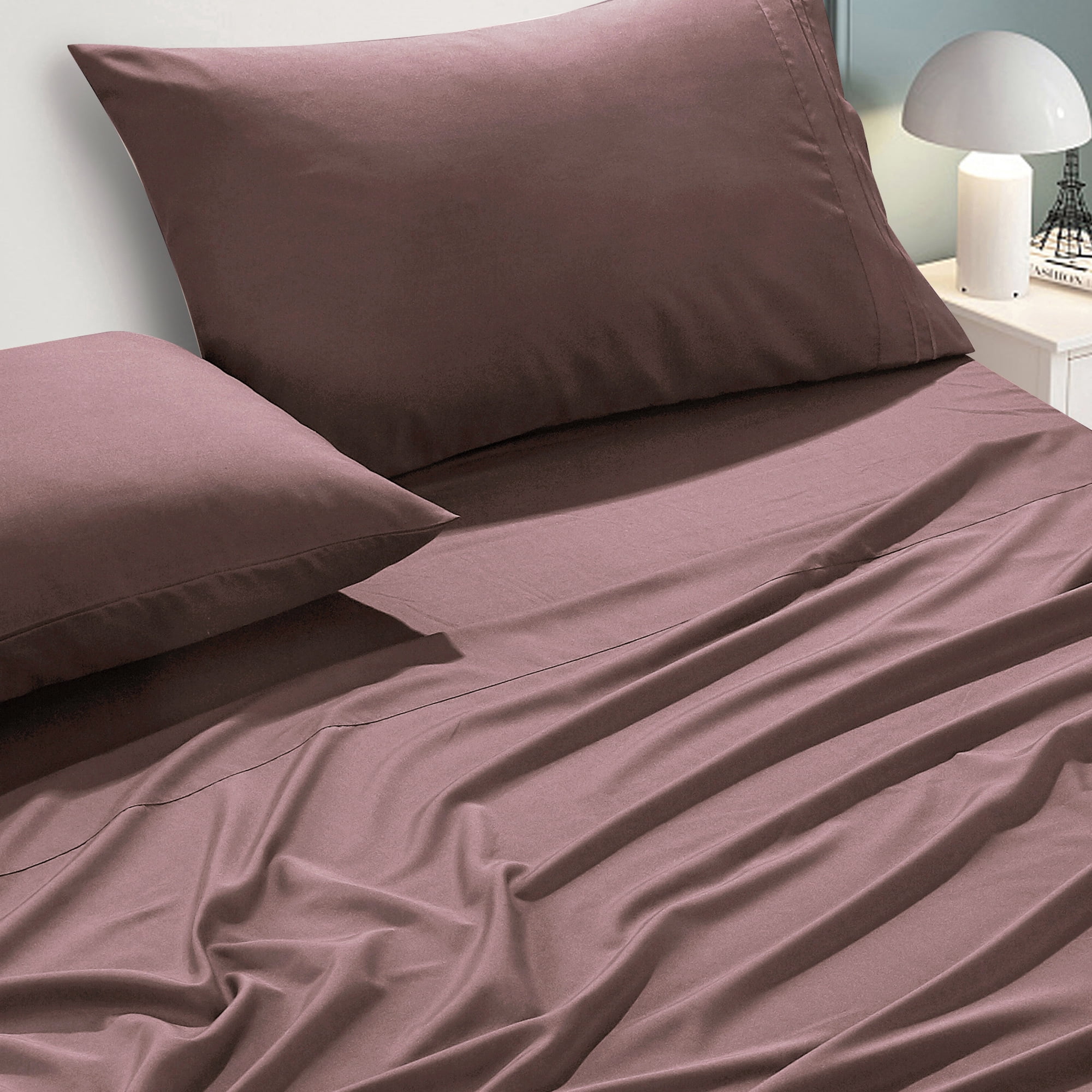 4-Piece Set Bed Sheets, Bedding with Fitted Sheet, Flat Sheet & Pillowcases