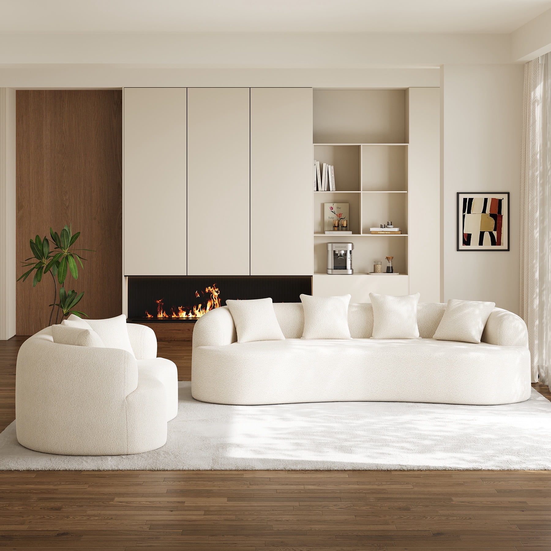 Wiilayok 68.5" Modern Chenille Sofa,Curved Sofa with Deep Seat,Cloud Compression Sofa Couch for Living Room,No Assembly,Beige