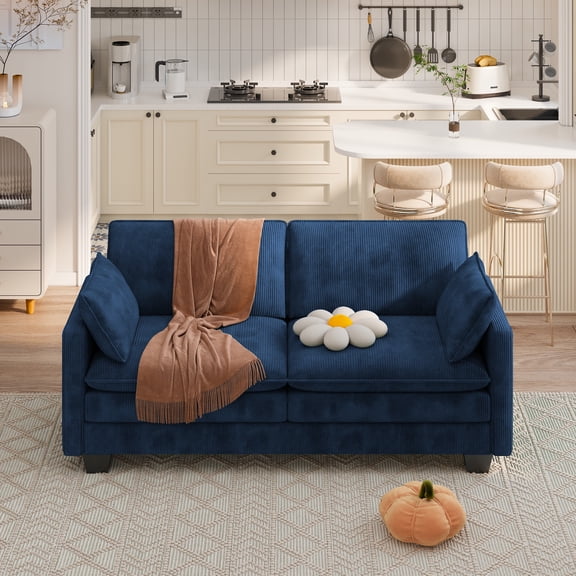 Asofer 69" Sofa Couch with 3 Pillows and Soft Armrests for Living room, Bedroom, Apartment,Gray