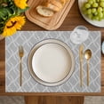 thumbnail image 4 of Grey White Stripes Placemats Set of 8, Simple Geometric Modern Monochrome Placemats for Dining Table, Place Mats for Kitchen Tabletop, Waterproof Wipeable Dining Table Mats Set, 4 of 9