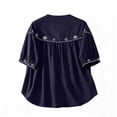 thumbnail image 5 of Neewe Embroidered Blouse Round-Neck Short Sleeve Button Down Shirt Casual Boho Style for Spring Summer, 5 of 5
