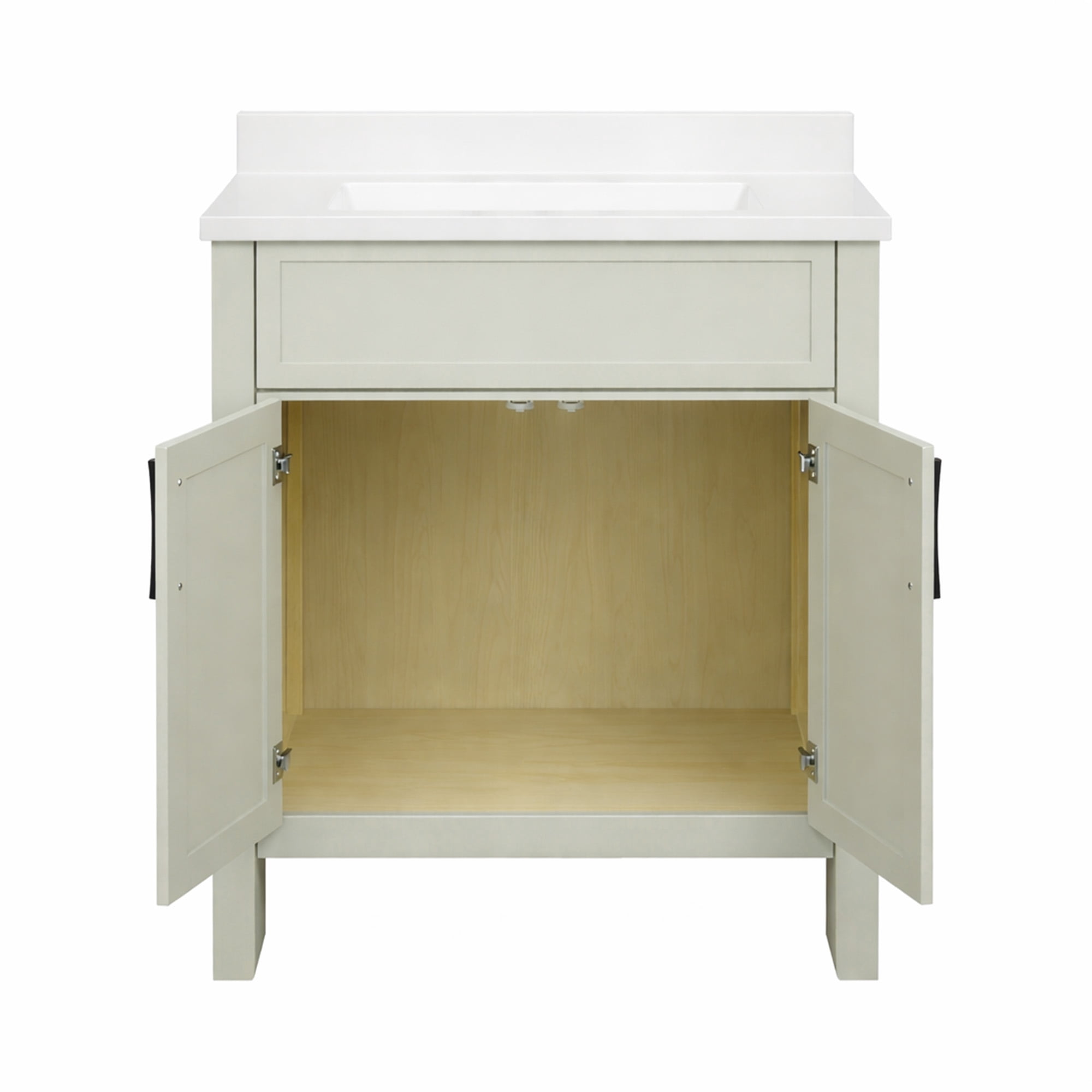 Design House Dawson 25-Inch Bathroom Vanity Combo, Ready to Assemble 2-Door Cabinet with Camilla Cultured Marble Top, Sherwin-Williams® On the Rocks, Matte Black Hardware, 228486-OTR