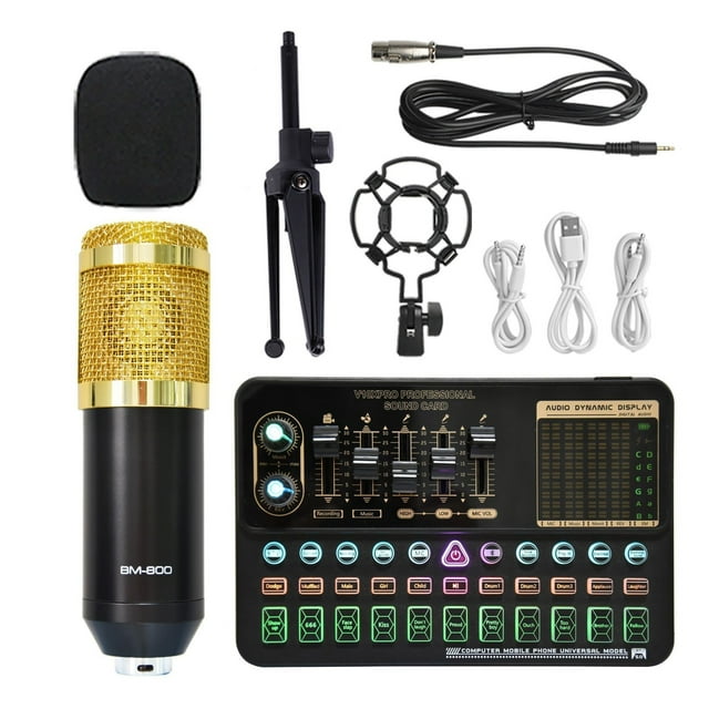 BM800 V10XPro Mixer Sound Card Studio Audio Mixer Singing Noise Reduction Microphone Voice Live Broadcast Phone Computer Record