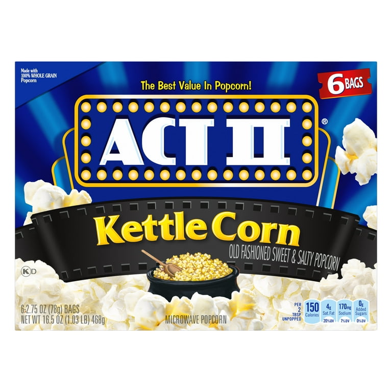 MICRODIET CORN ２箱(7×2) PACKS ACT II Healthy Kettle Corn Microwave Popcorn, Quick Serve, 2.75 oz