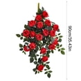 thumbnail image 3 of Weloille Vigne Suspendue de Roses Simulées, Couronne Florale, Arrangement de Fleurs de Roses Réalistes, 1 Pce, Décoratif pour Mur, Porte, Fenêtre, 3 of 6
