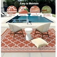 thumbnail image 5 of Funslane Waterproof Outdoor Rug 10x14ft for Patios, Plastic Straw Rug Outside Carpet Mats for Picnic, Backyard, Deck, Balcony, Porch, Beach, Red & White, 5 of 9