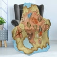 thumbnail image 4 of Island Map Soft Flannel Fleece Throw Blanket, Treasure of Tropical Beach Chest Key World Theme Print, Cozy Plush for Indoor and Outdoor Use, 50" x 60", Cream Pink Blue, by Ambesonne, 4 of 5