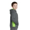 thumbnail image 3 of Sport-Tek Youth Sport Wick Fleece Colorblock Hooded Pullover-S (Dark Smoke Grey/ Lime Shock), 3 of 6