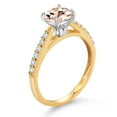 thumbnail image 3 of Gem Stone King 10K Two Tone Gold Peach Morganite and White Lab Grown Diamond Engagement Ring for Women (1.00 Cttw, Gemstone October Birthstone, Cushion 6MM, Size 5), 3 of 4